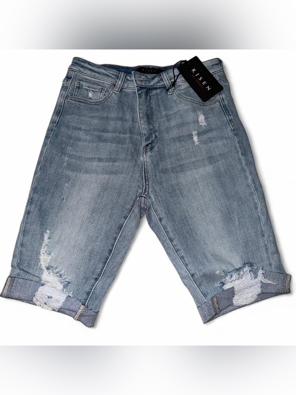 ✨RISEN✨ women's Light Wash Distressed Jean Shorts